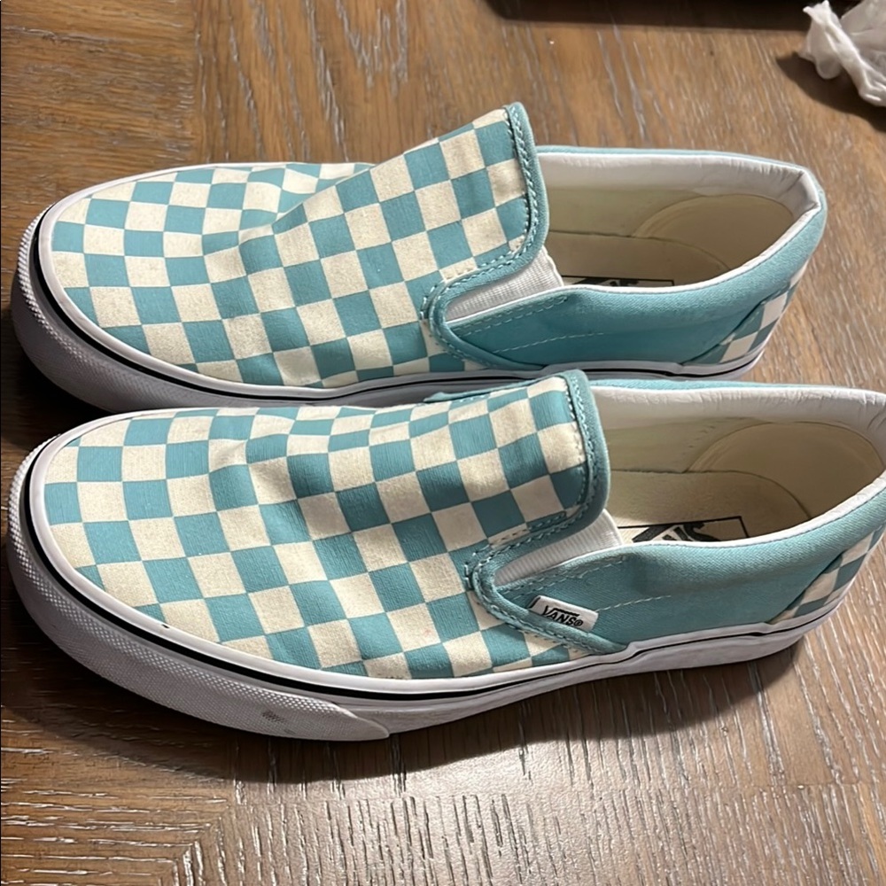 Vans Blue and White Classic Slip-On Sneakers - Picture 2 of 6